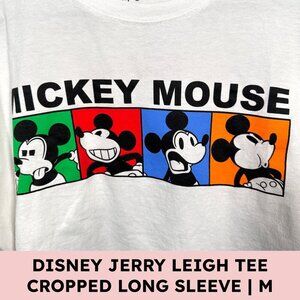 Disney Jerry Leigh Cotton Mickey Mouse Graphic Crop Long Sleeve Tee Y2K  M
